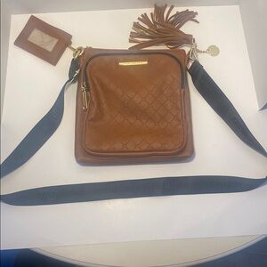 Steve Madden Brown Leather Crossbody Bag with Quilted Texture